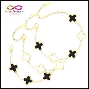 18K Gold Plated Link Bracelet Classic Elegant Lucky Charm Jewelry Gift